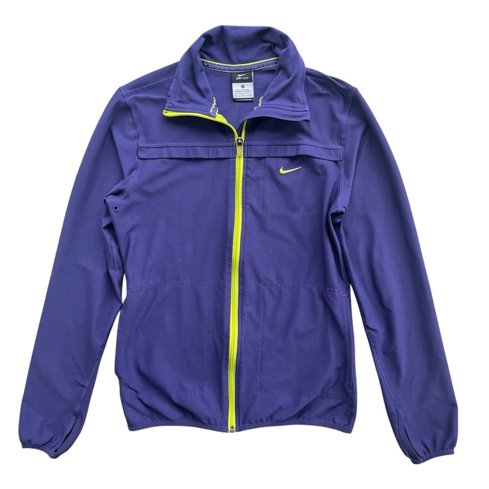 Nike Dri-Fit Women’s S Purple Green Full Zip Running Athletic Jacket #484717-422